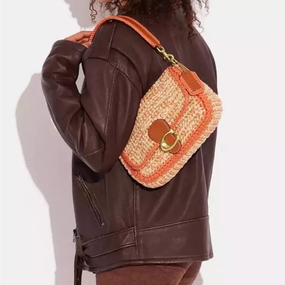 Coach Soft Tabby Shoulder Bag With Crochet in Faded Orange Multi New - Picture 15 of 15